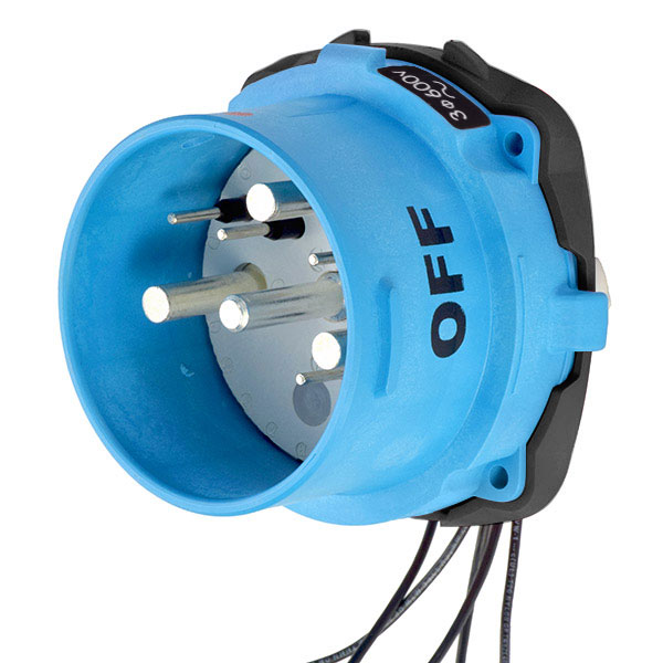 33-98143-975 - DS100 INLET POLY BLUE SIZE 5 TYPE 4X 3P+G 100A 600 VAC 60 Hz +5 AUX